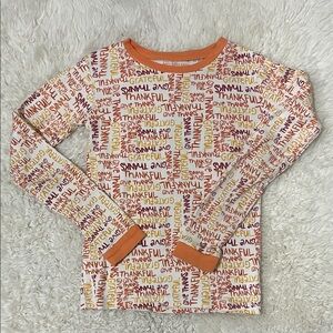 Burt's Bees Kids Organic Cotton Thankful Print Long Sleeve Pajama Top - 7/8 Yrs